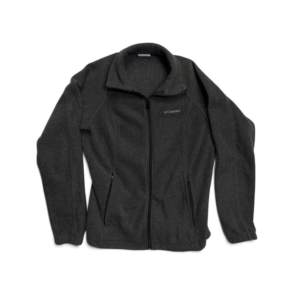 Columbia Womens Fleece Jacket M Full Zip Mock Neck Charcoal Gray